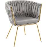 Renee Dining Chair in Silver Velvet & Gold Steel